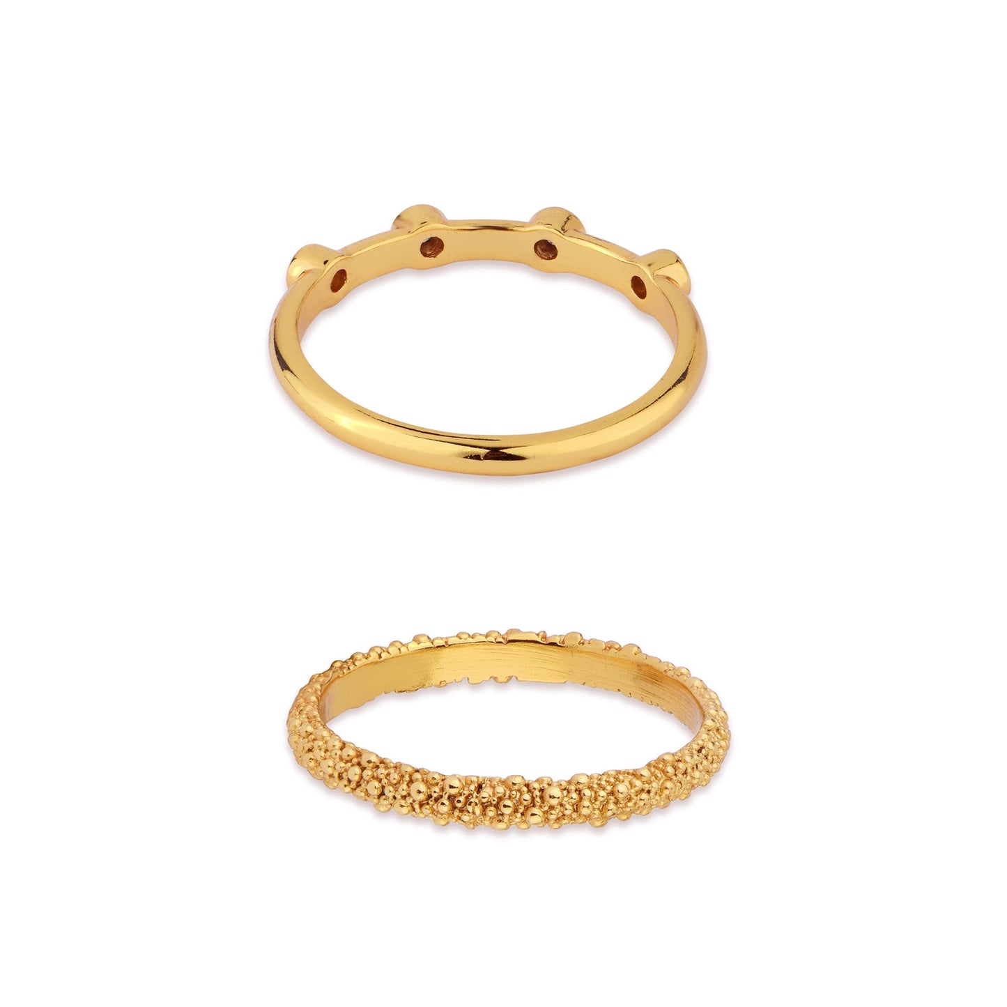 Real Gold Plated Z Gold Sparkle Rings Set Of Two-Small