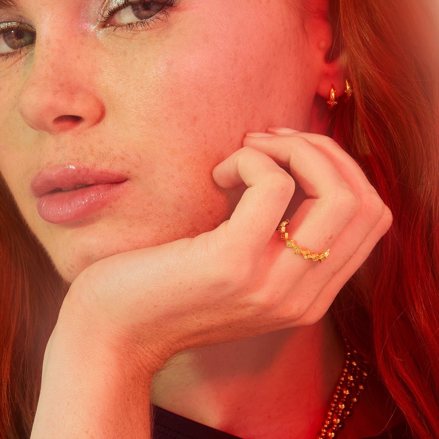 Real Gold-Plated Star Band Ring-Small