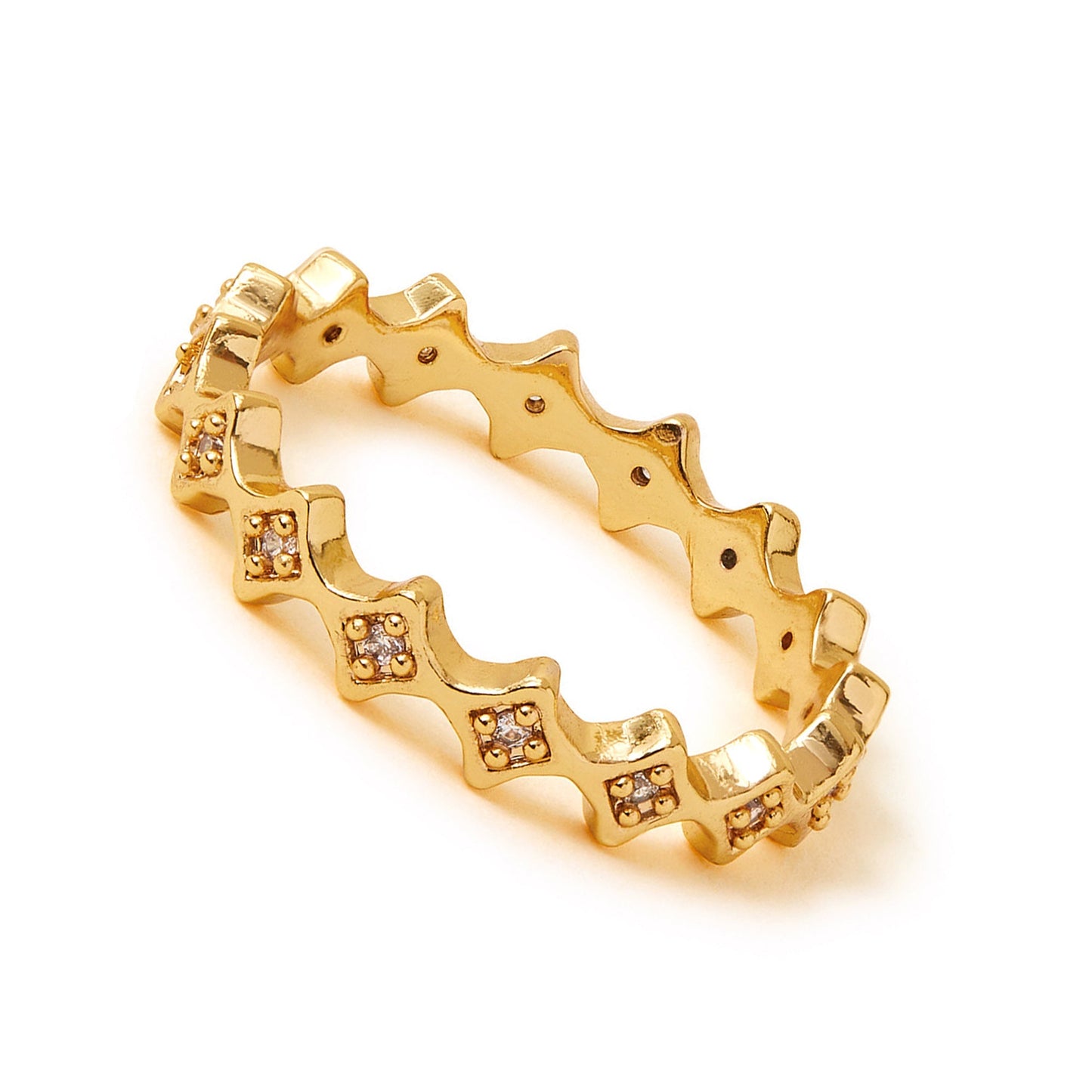 Real Gold-Plated Star Band Ring-Small