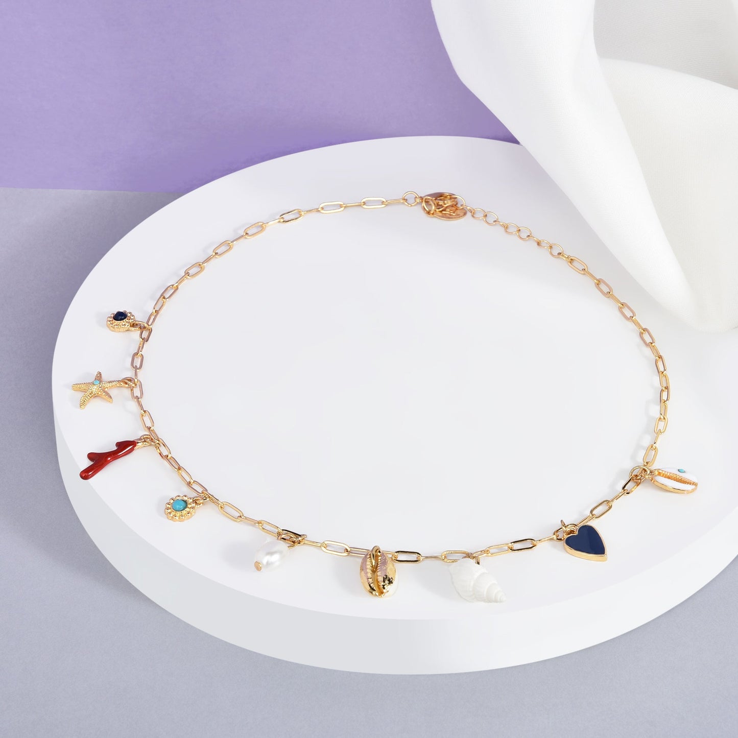 London Women's St Ives Charmy Shell And Coral Collar Necklace