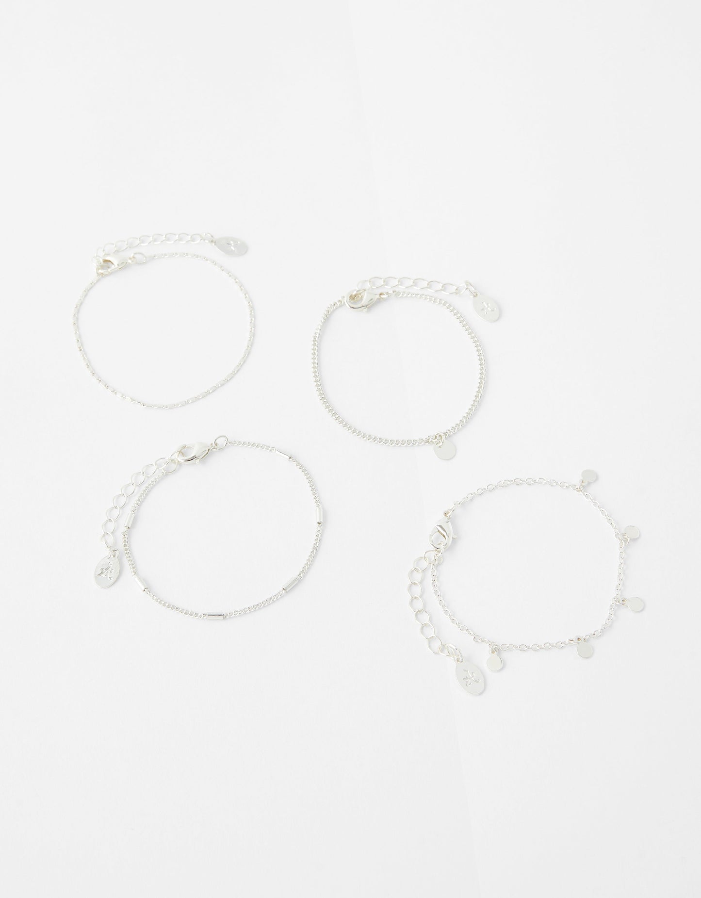 London Women's Set Of 4 Simple Silver Bracelets