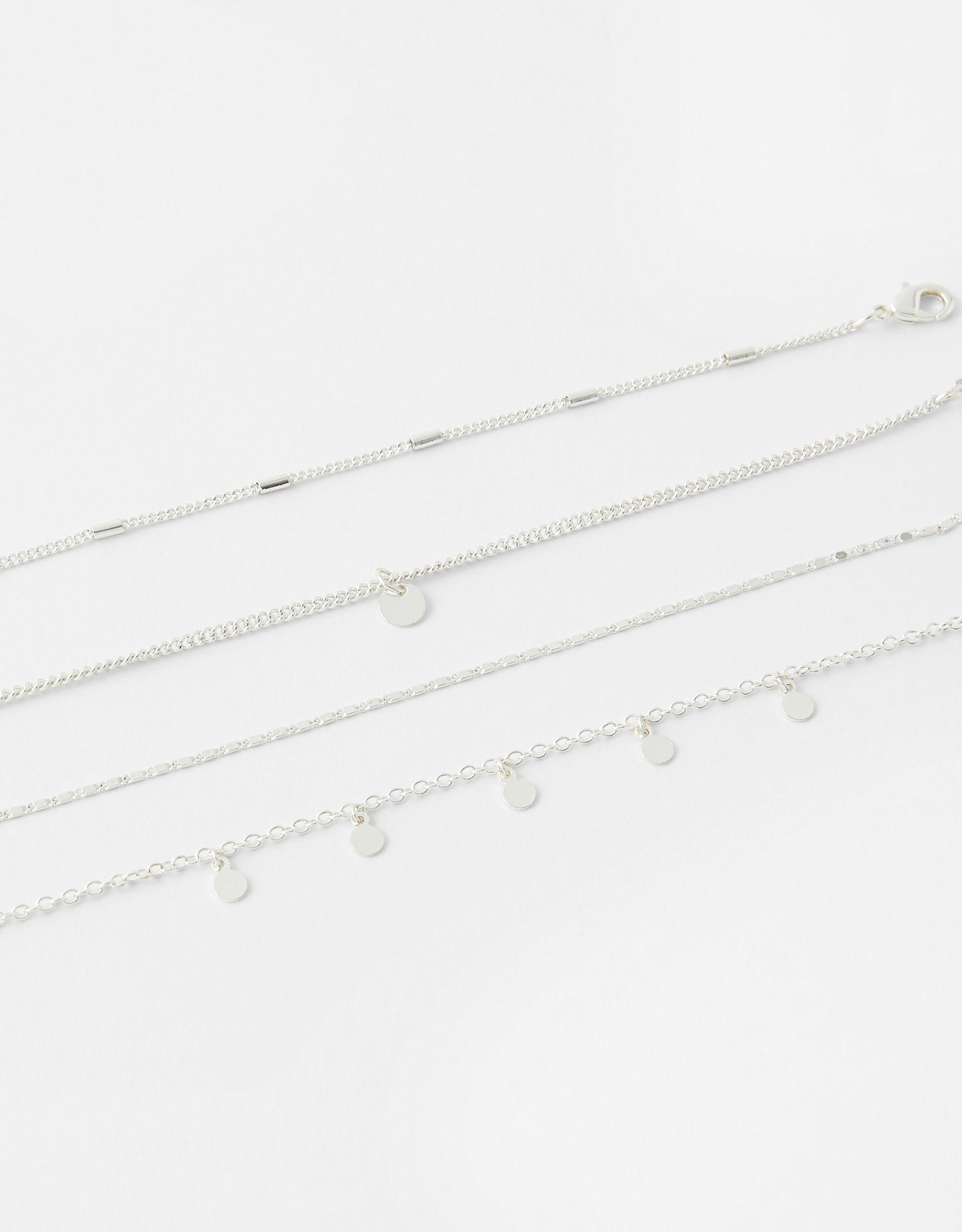 London Women's Set Of 4 Simple Silver Bracelets