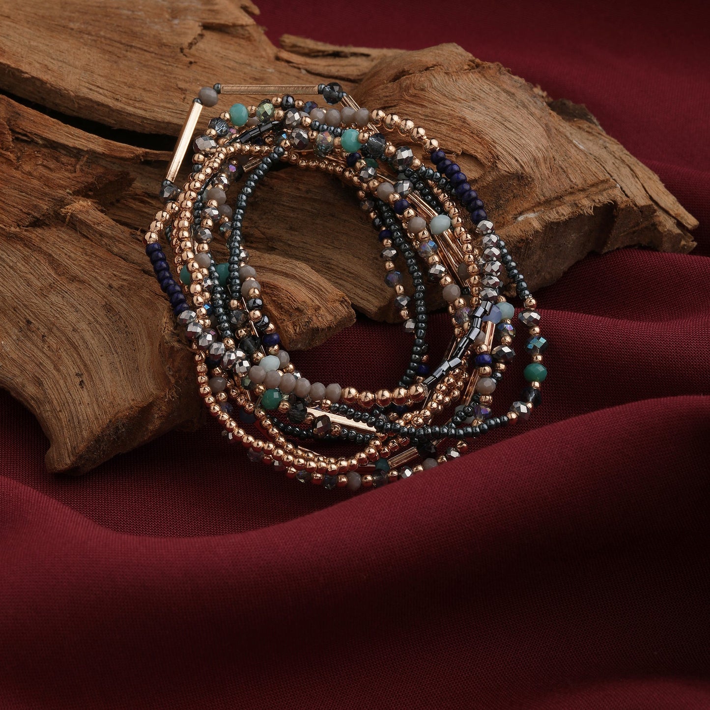 London Women's Kerala Beaded Stretch Bracelet