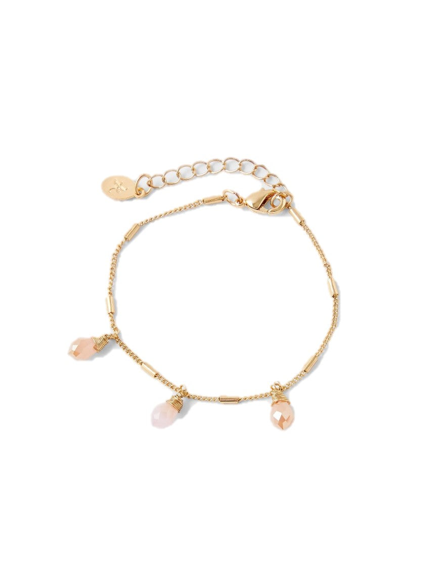 London Women'S Gold & Pink Facet Bead Drop Bracelet