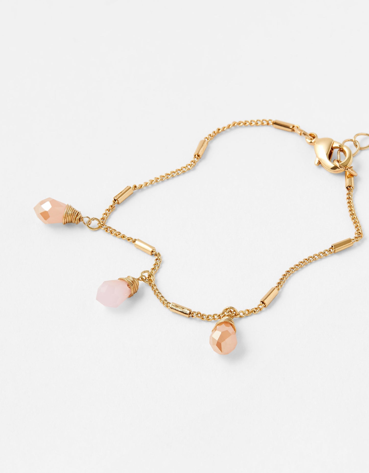 London Women'S Gold & Pink Facet Bead Drop Bracelet