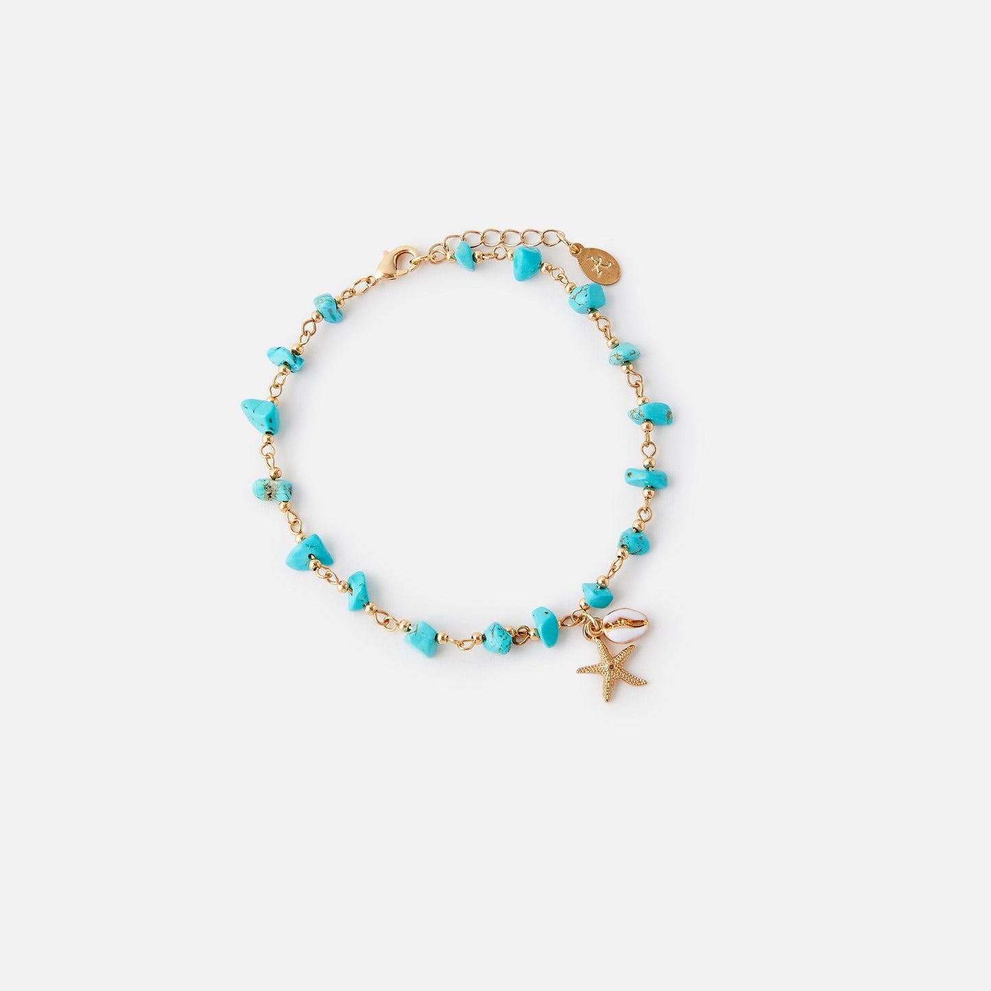 London Women's Shell Charm Raw Cut Stones Anklets