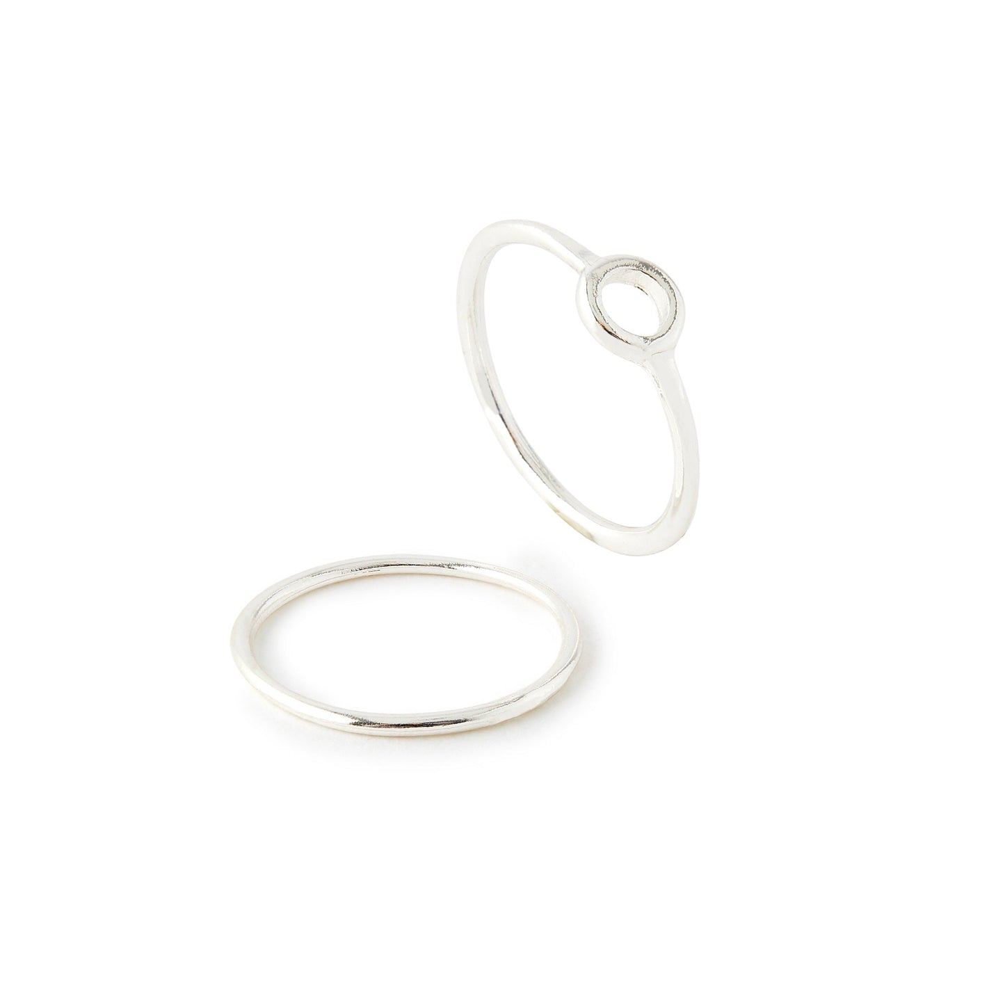 London Women's Silver set of 2 Cut Out Circle Stacking Rings