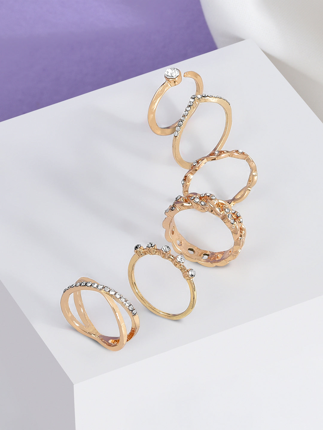 London Women's Sparkle Stacking Ring Set White-Medium