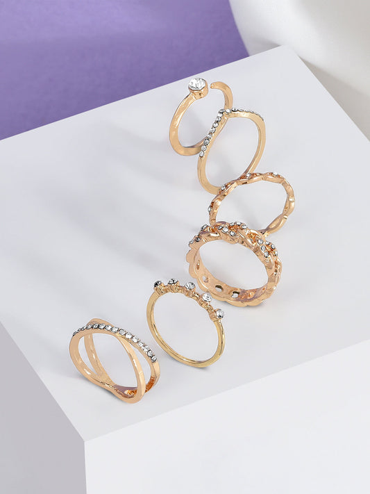 London Women's Sparkle Stacking Ring Set White-Medium