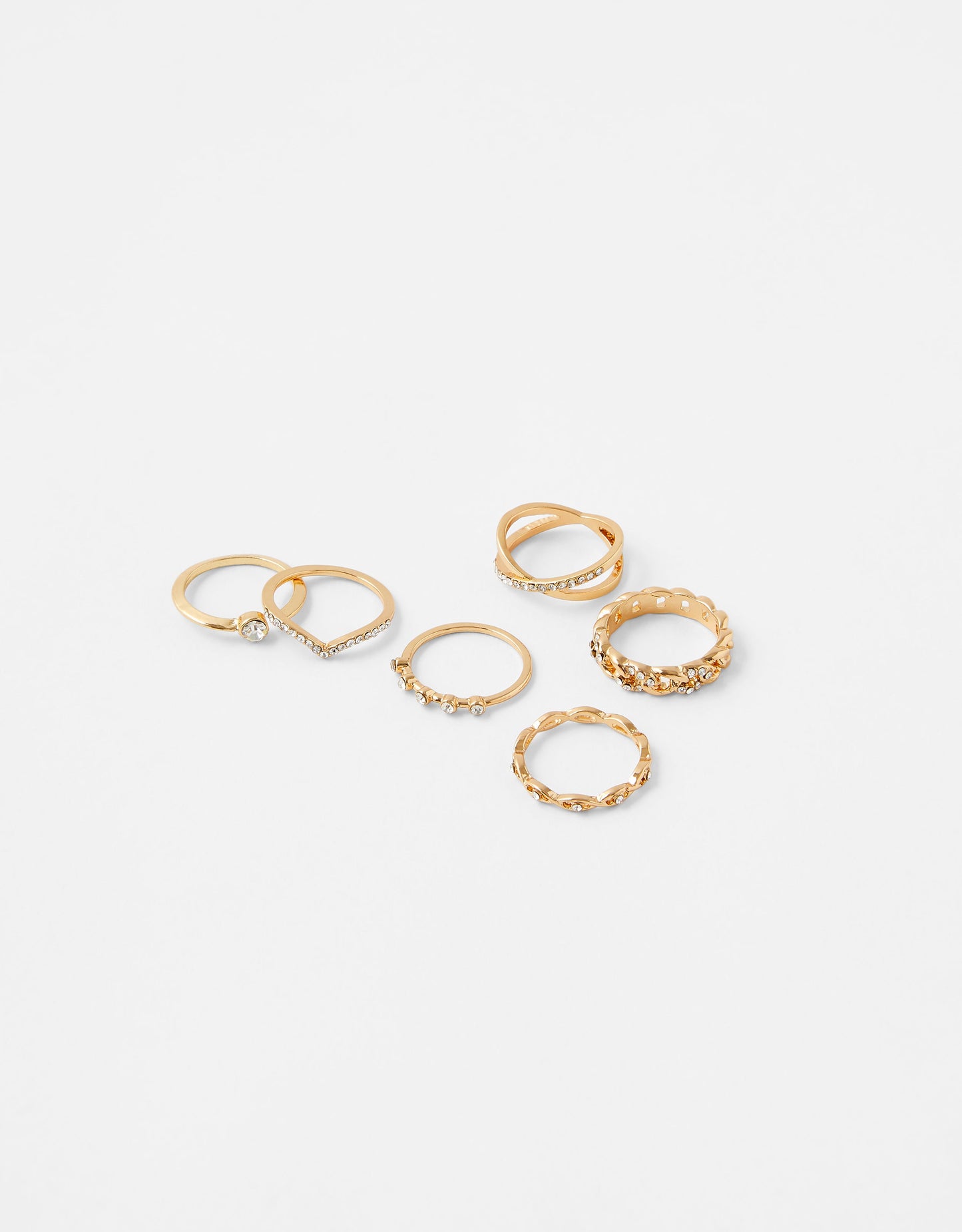 London Women's Sparkle Stacking Ring Set White-Medium