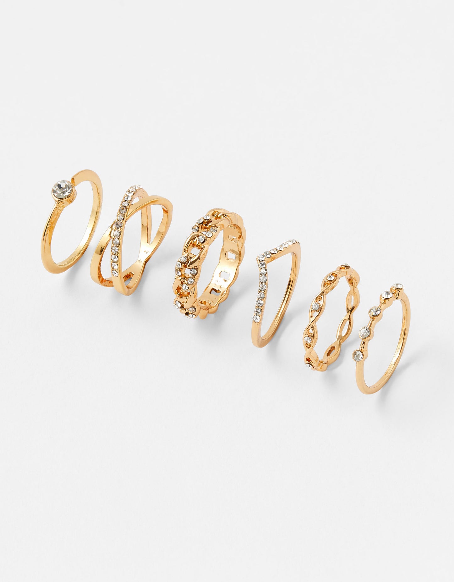 London Women's Sparkle Stacking Ring Set White-Medium