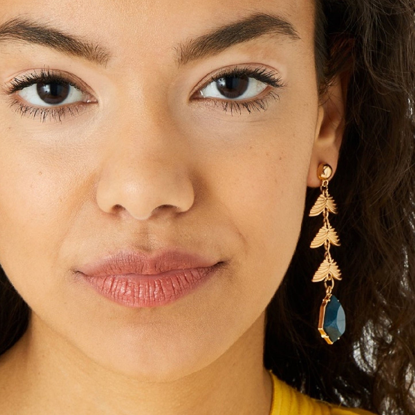 London Women's Country Retreat Stone&Leaf Long Drop Earrings