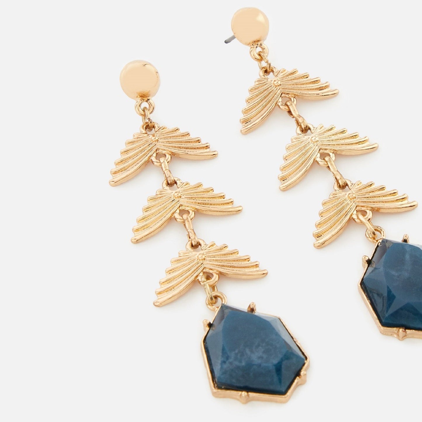 London Women's Country Retreat Stone&Leaf Long Drop Earrings