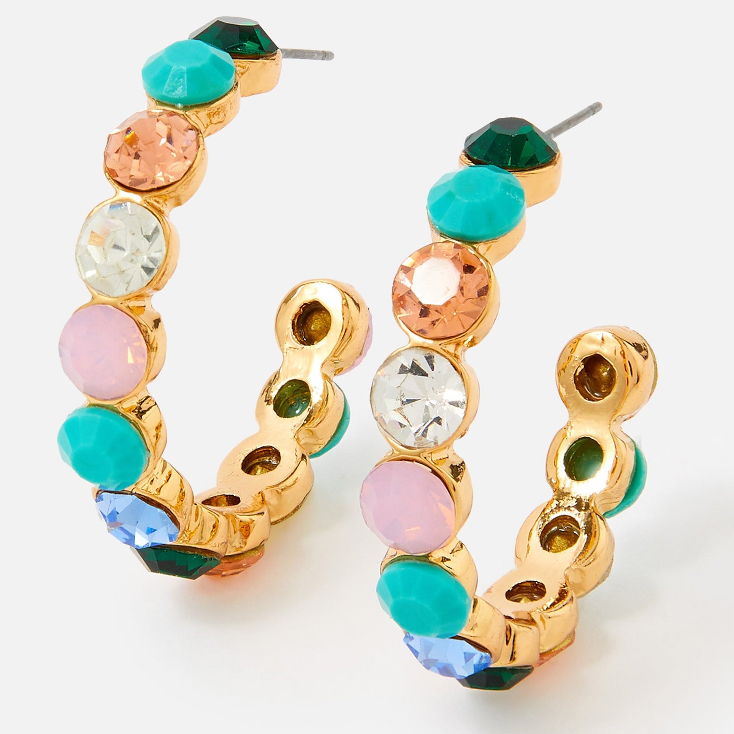 London Women's Feel Good Round Gems Hoop Earrings