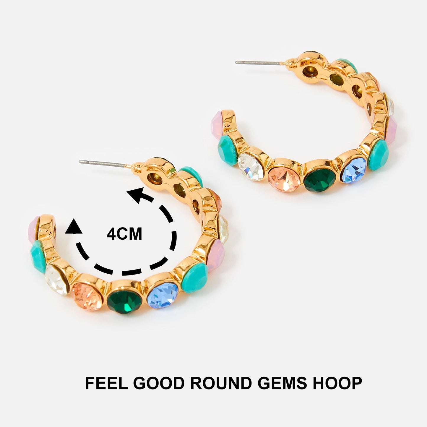 London Women's Feel Good Round Gems Hoop Earrings