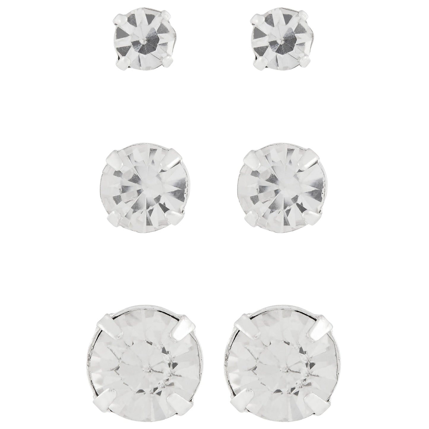 London Women's Multi-Size Crystal Stud Earring Set