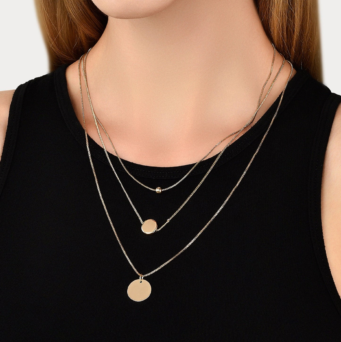 London Women'S Simple Discs Layered Necklace