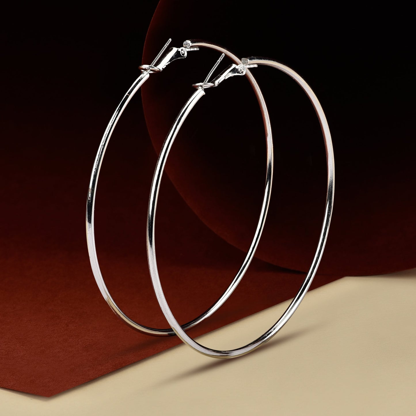 London Women's Mid Size Simple Hoop Earrings
