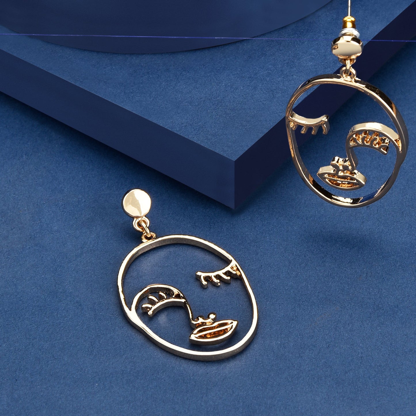 London Women's Gold Face Earrings