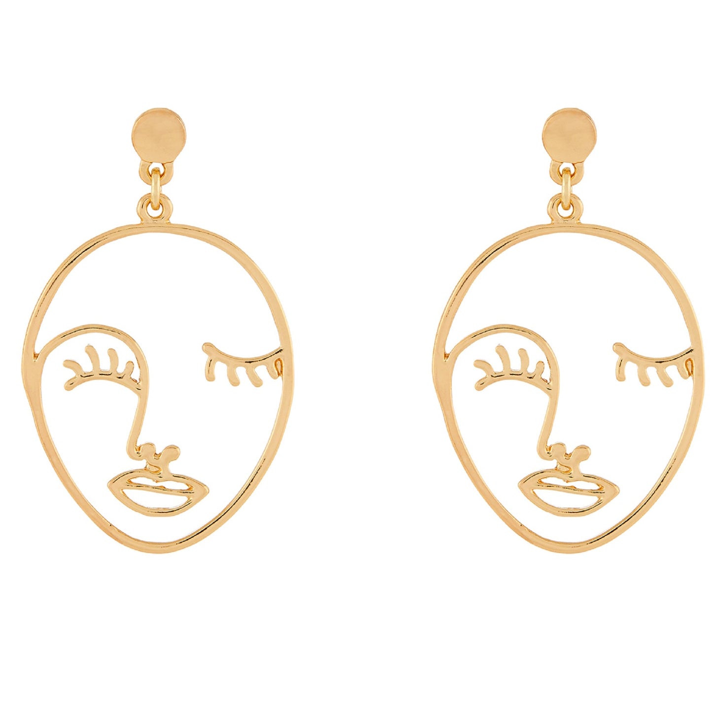 London Women's Gold Face Earrings