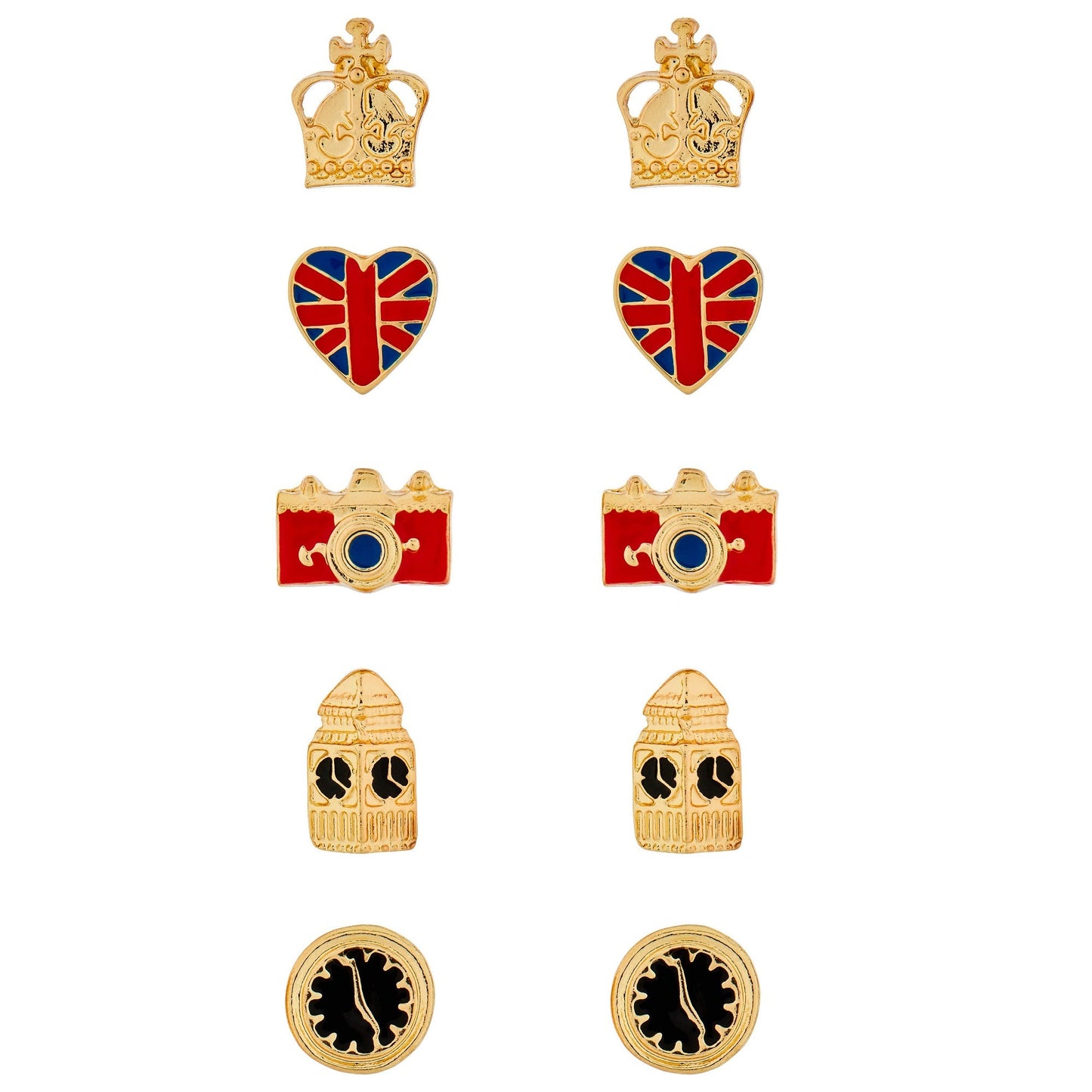 London Women's Red Set Of 5 London Stud Earring