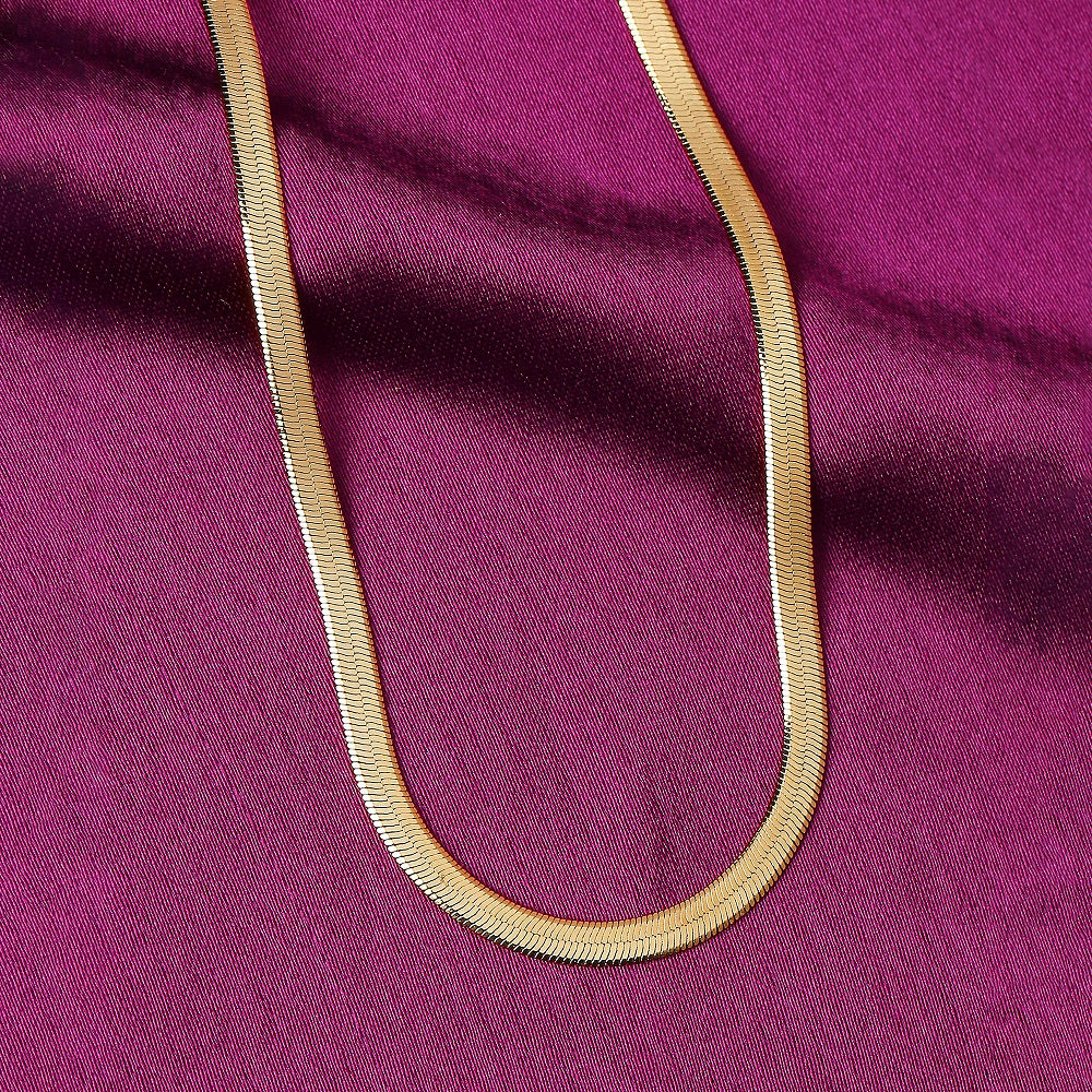 Real Gold Plated Omega Chain Pendant Necklace For Women