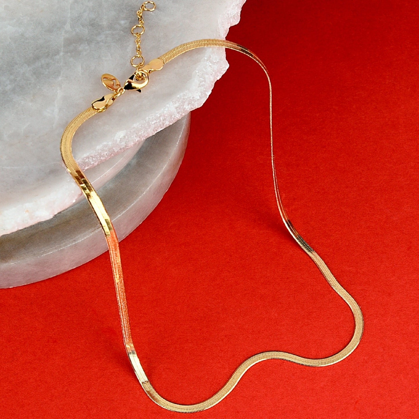 Real Gold Plated Omega Chain Pendant Necklace For Women