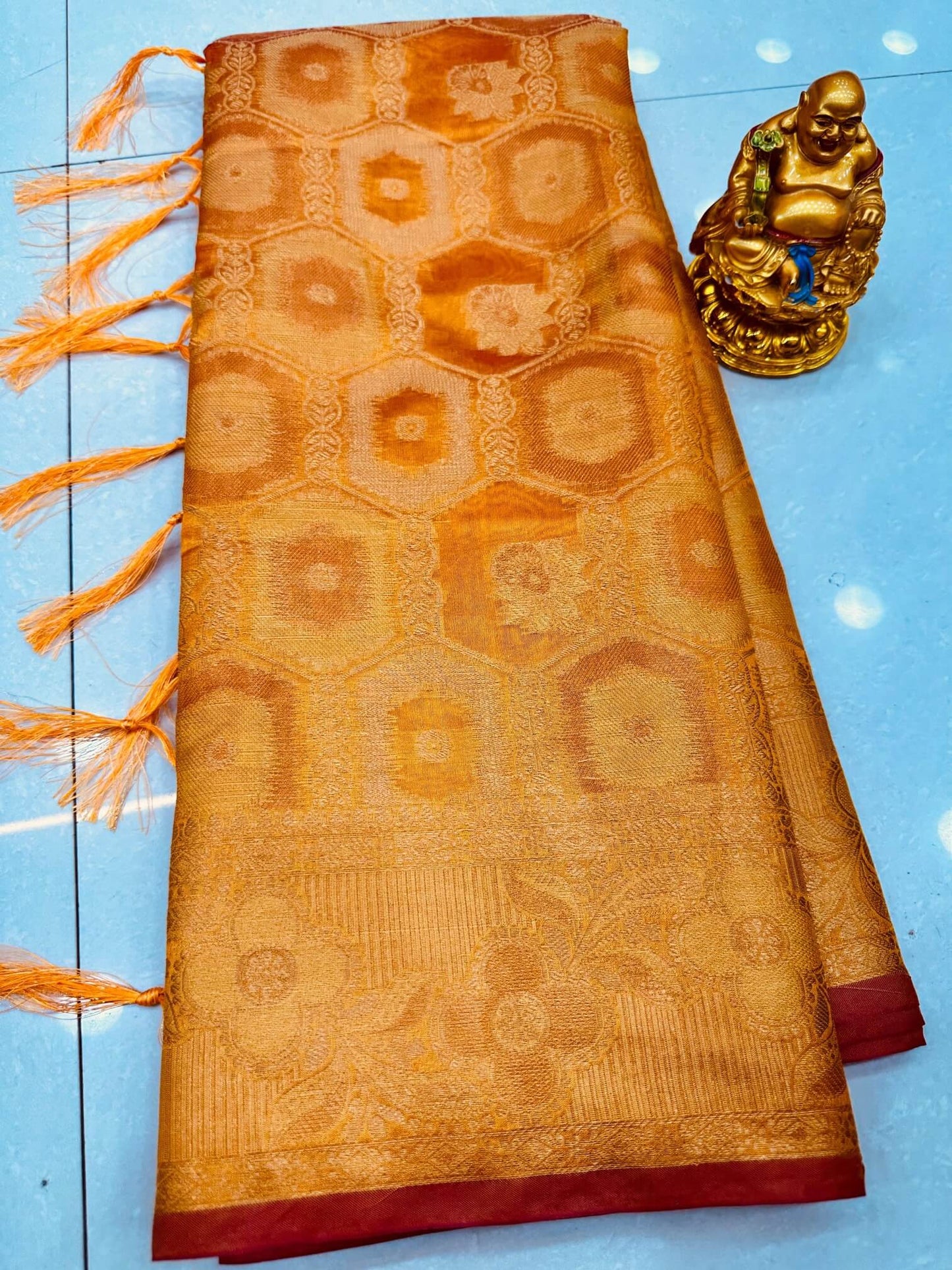 Elegant Mustard Organza Silk Saree With Eye-catching Blouse Piece