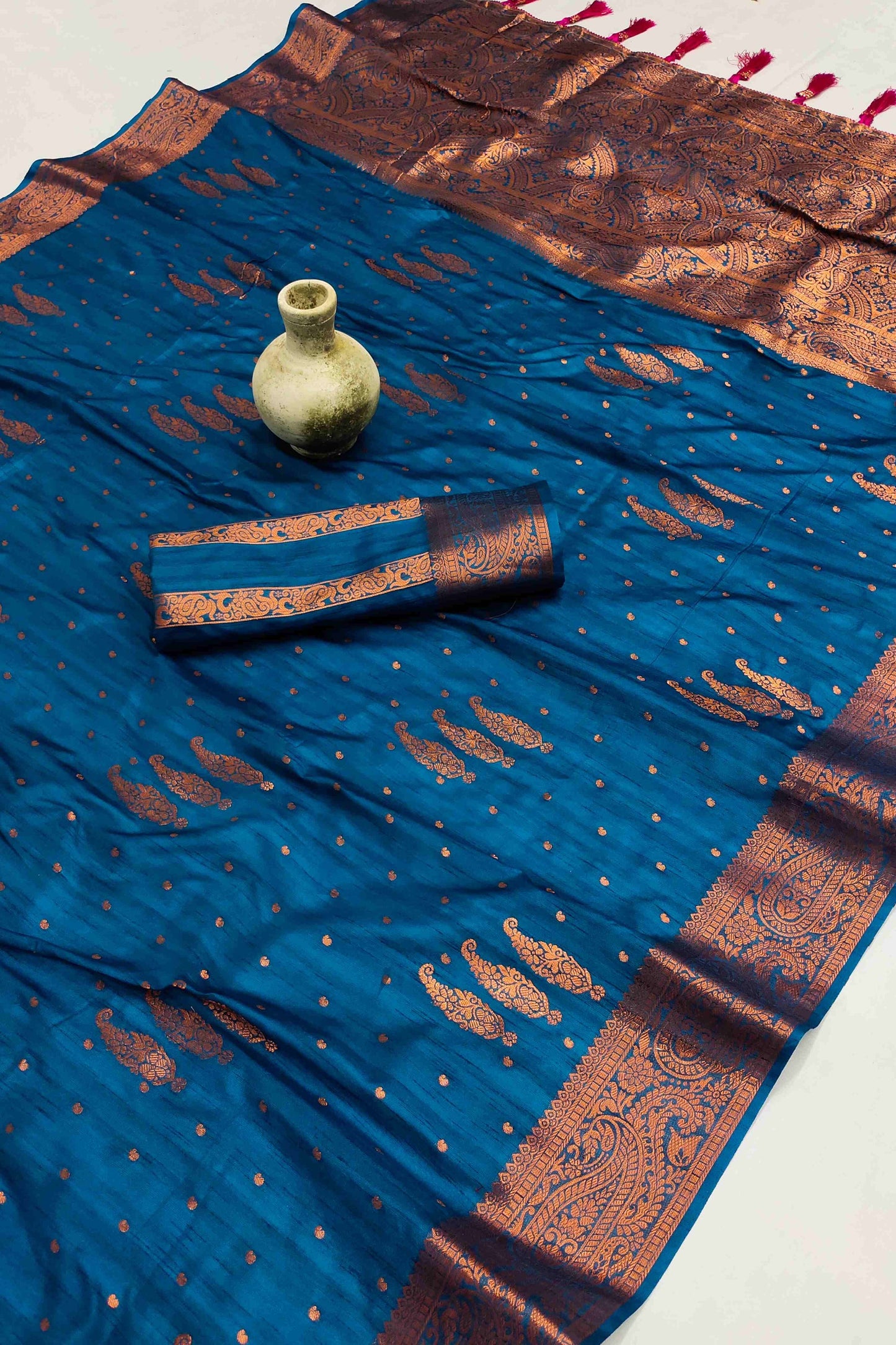 Captivating Teal Blue Soft Banarasi Silk Saree With Incomparable Blouse Piece