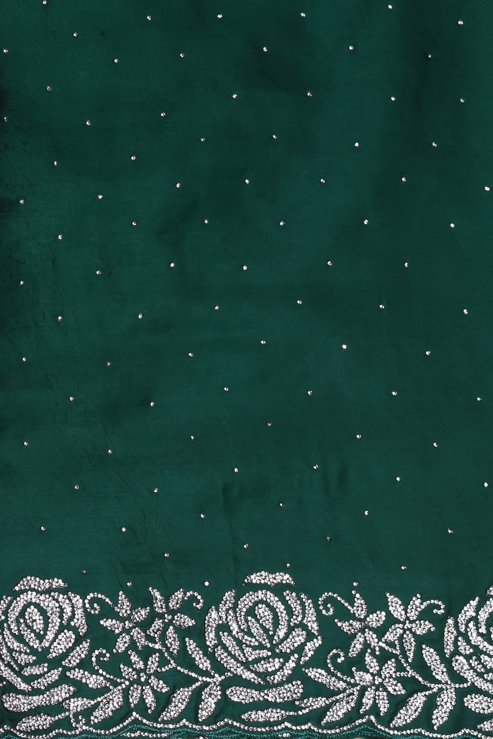 Elegant dark green color floral motif embroidered saree