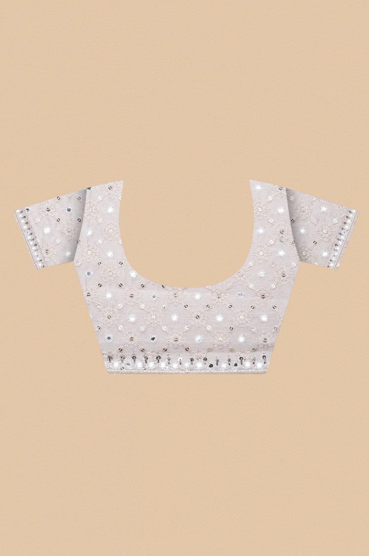 Elegant blue color tie and dyed embroidered saree