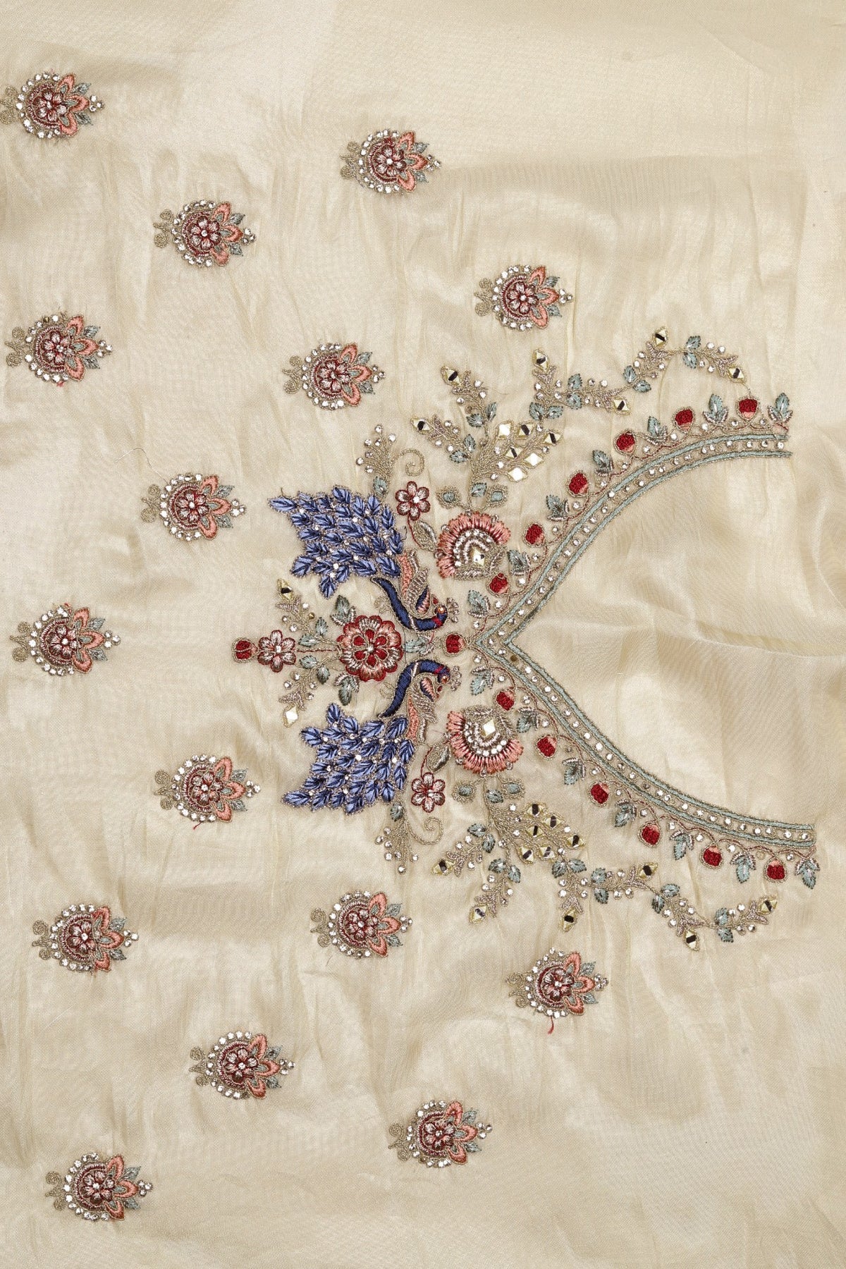 Elegant yellow color peacock motif embroidered saree