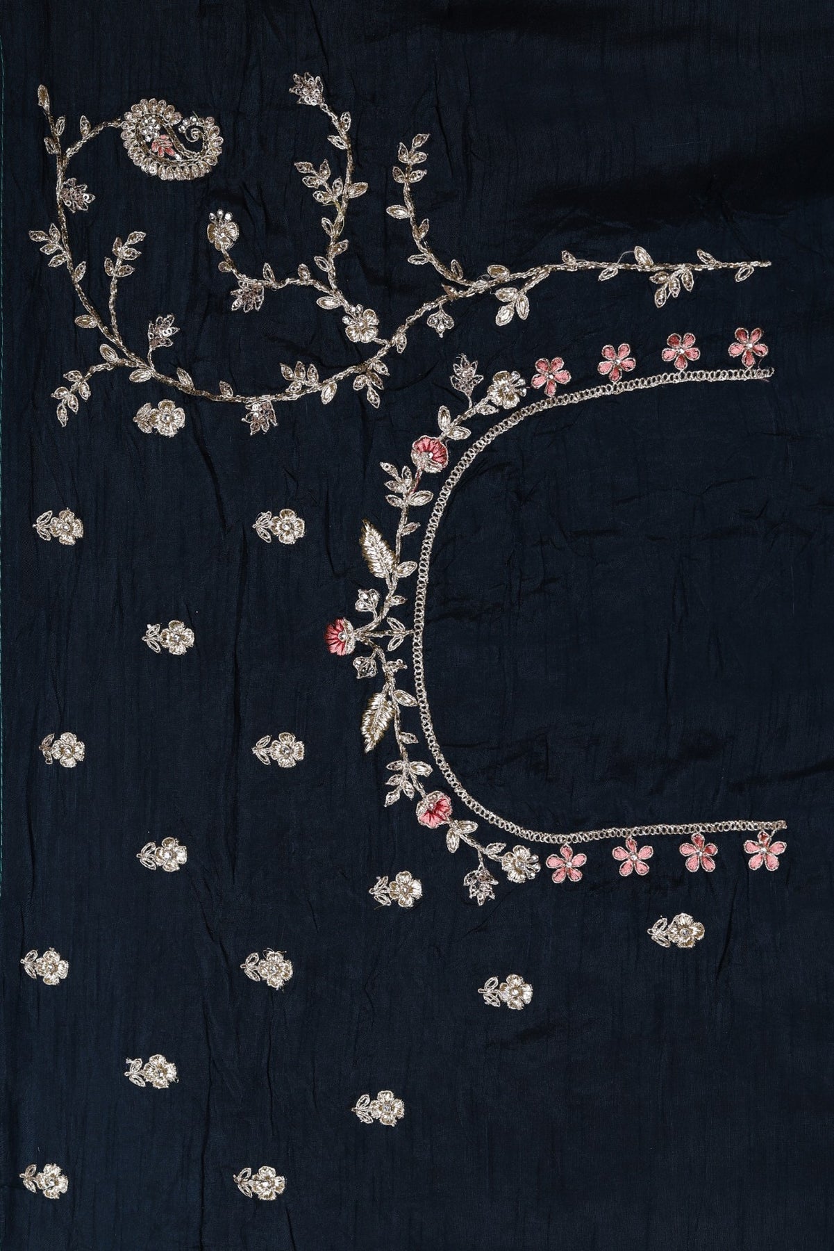 Beautiful peacock green color paisley motif embroidered saree