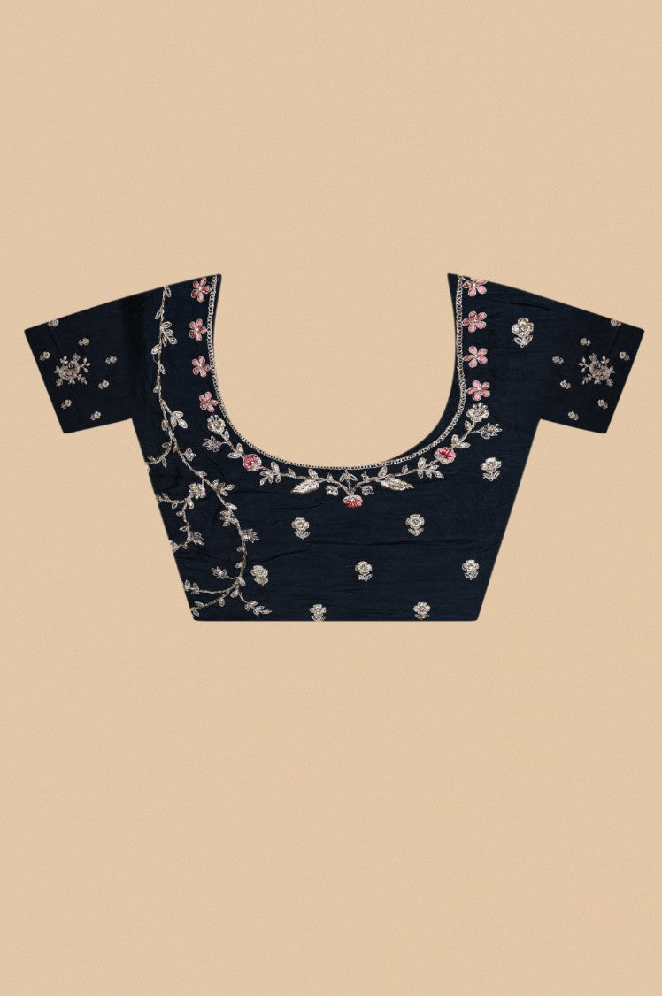 Beautiful peacock green color paisley motif embroidered saree