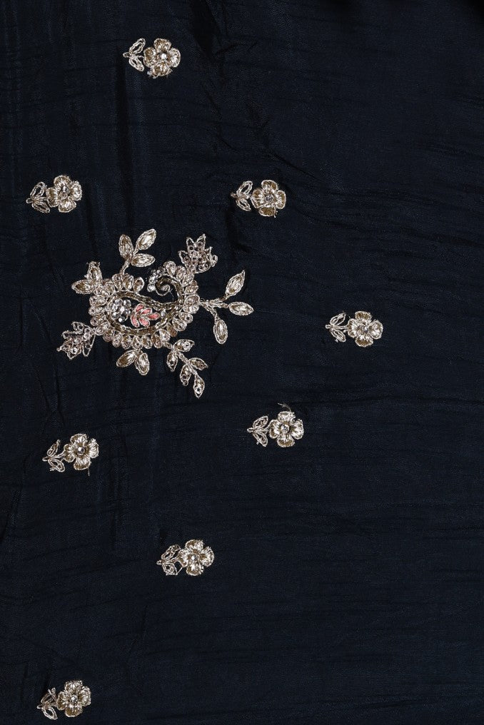 Beautiful peacock green color paisley motif embroidered saree