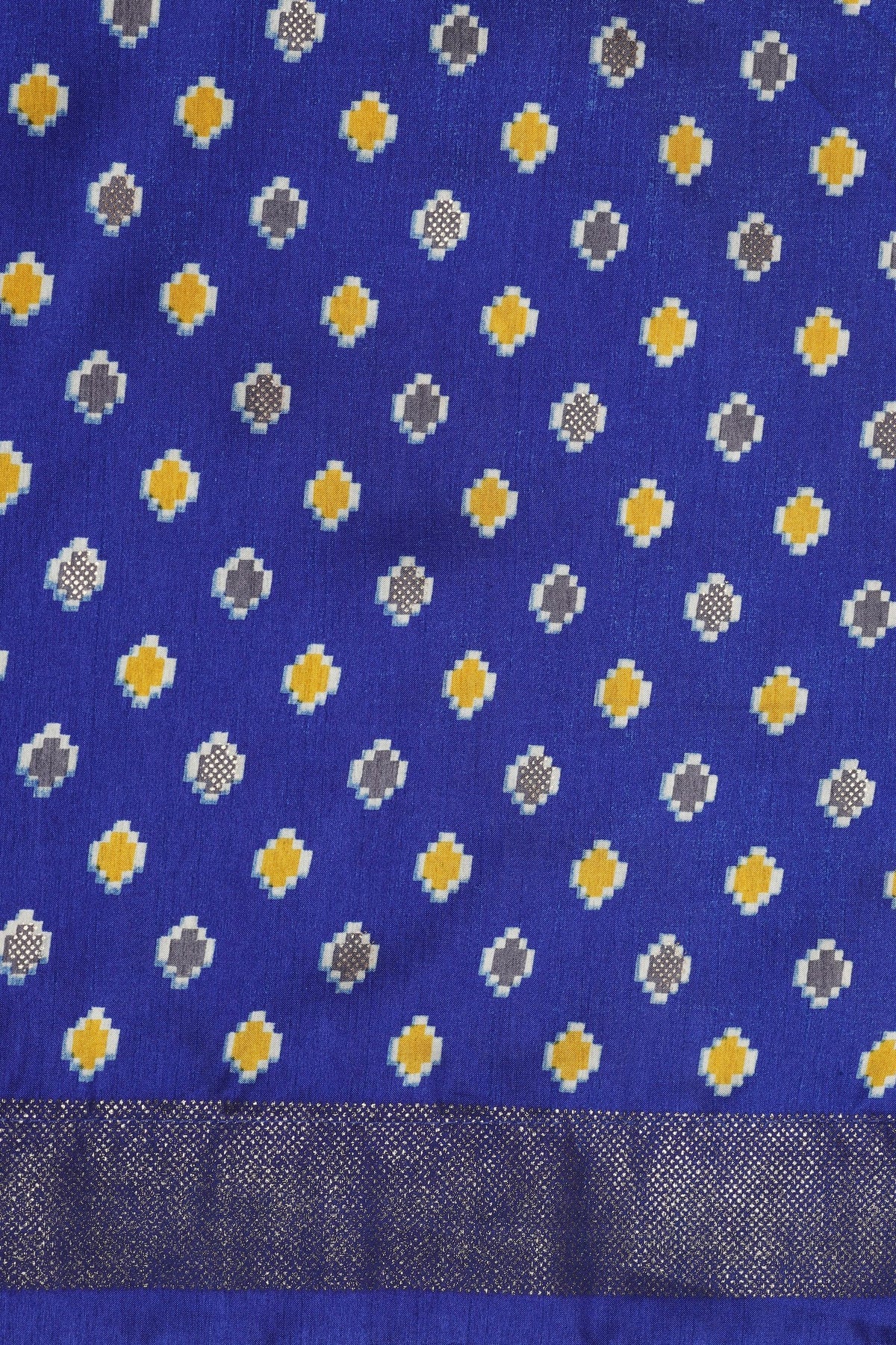 Trendy Blue Geometric Motif Printed Saree