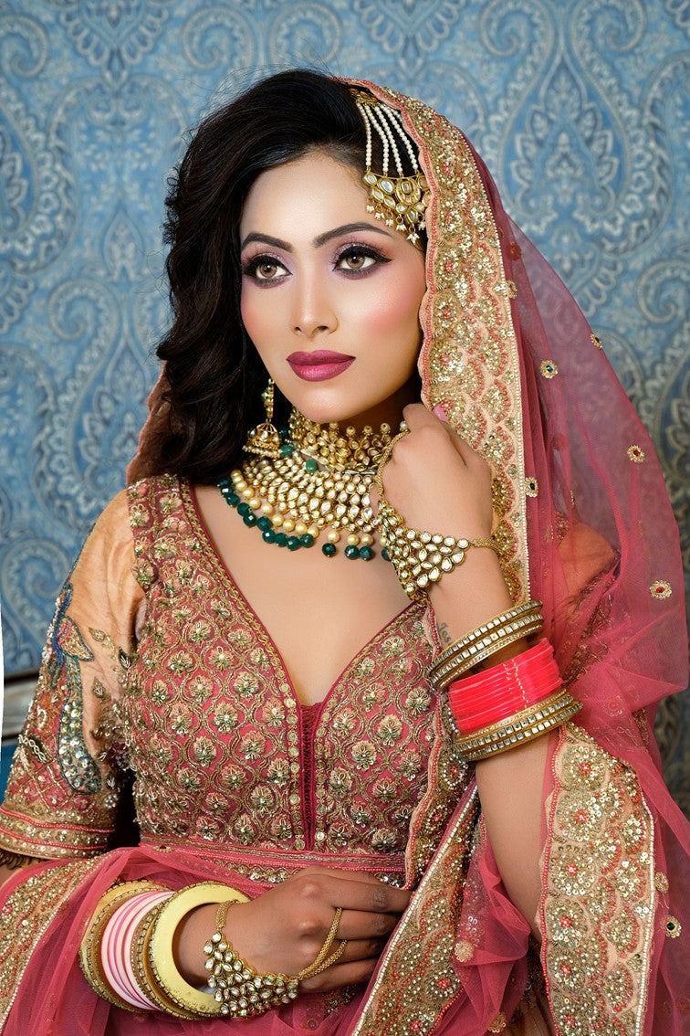 Beautiful Peach Color Bridal Embroidered Lehanga