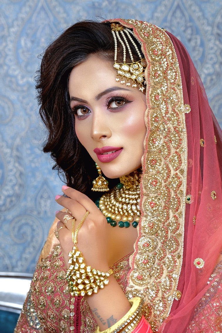 Beautiful Peach Color Bridal Embroidered Lehanga