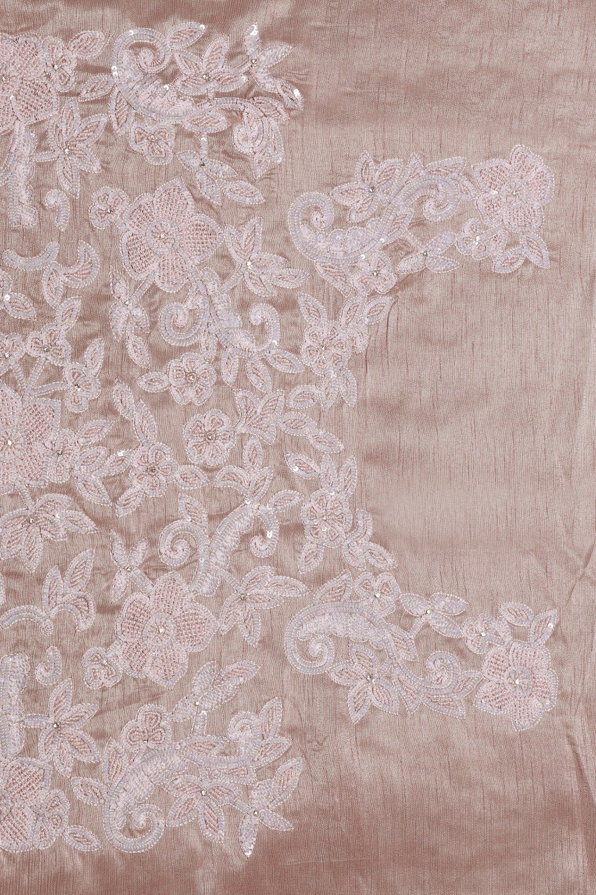 Beautiful rose pink color floral motif embroidered saree