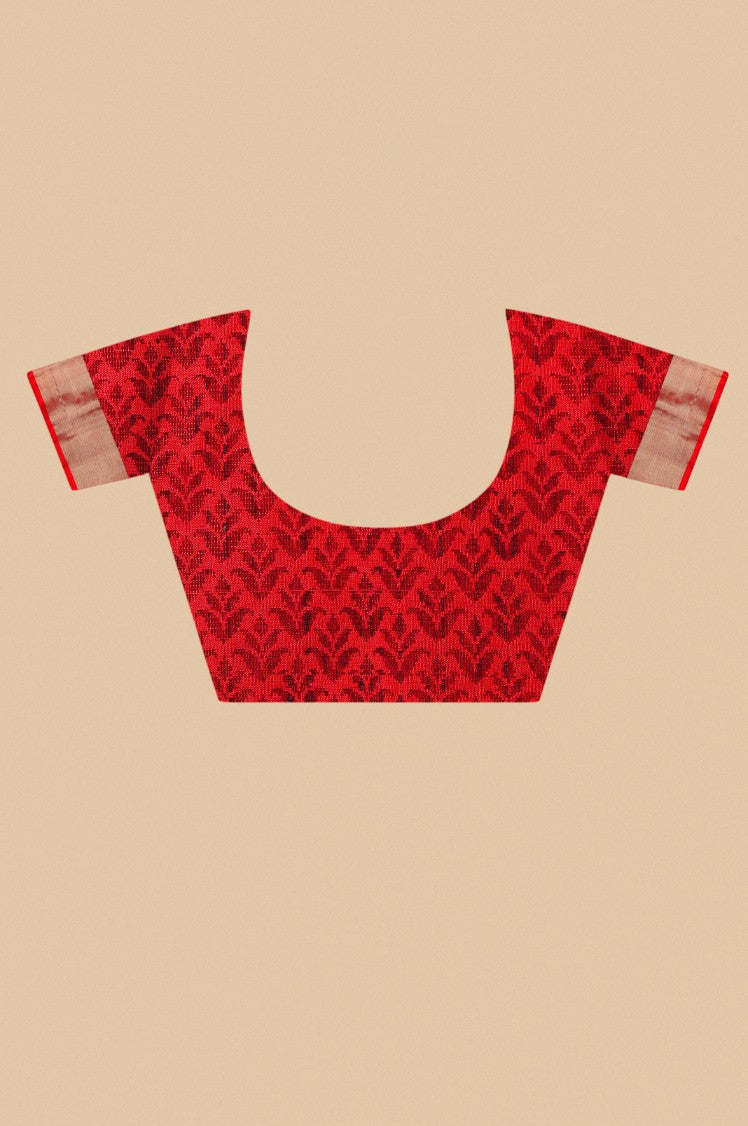 Classic black color floral motif woven saree