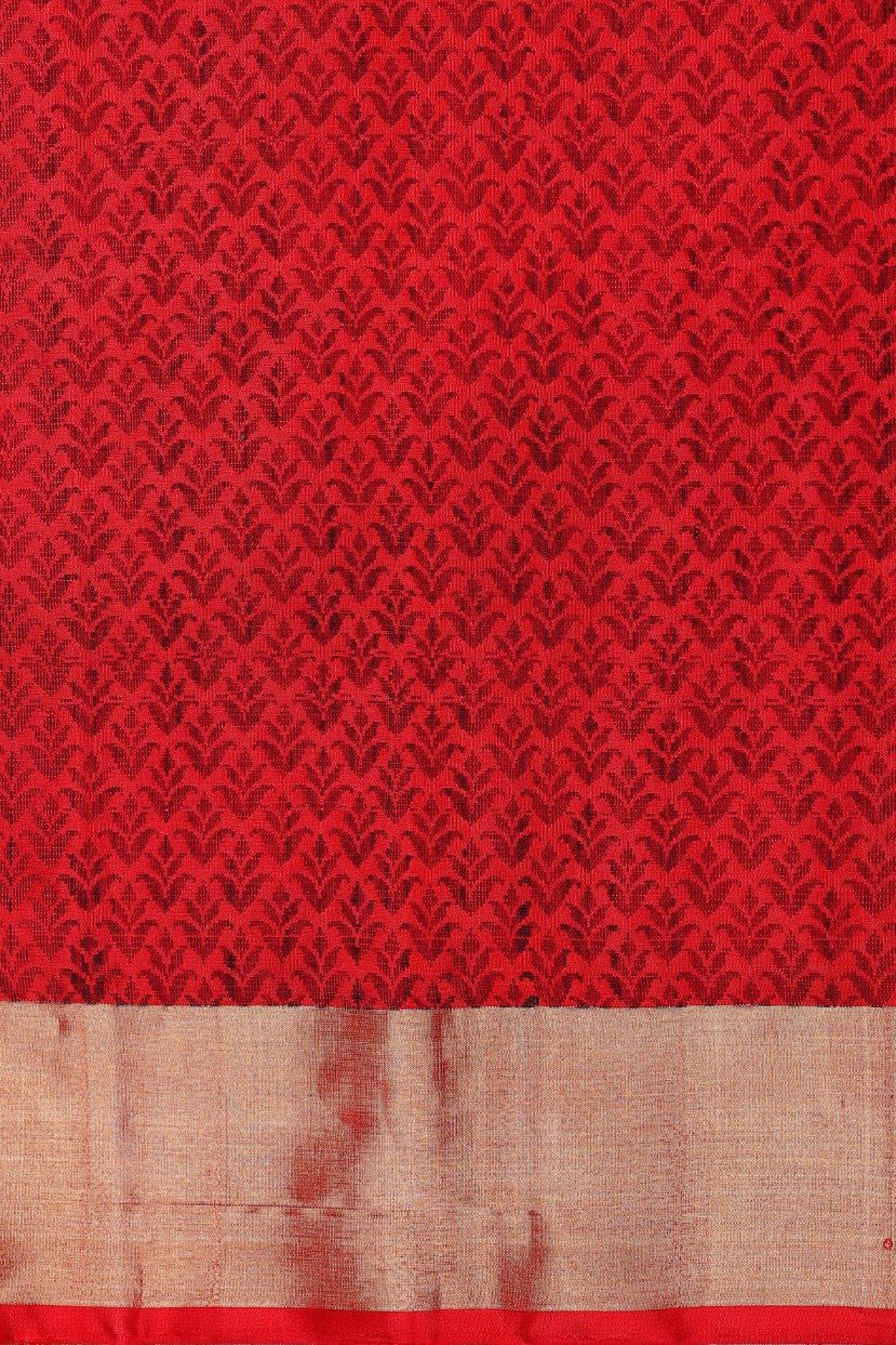 Classic black color floral motif woven saree