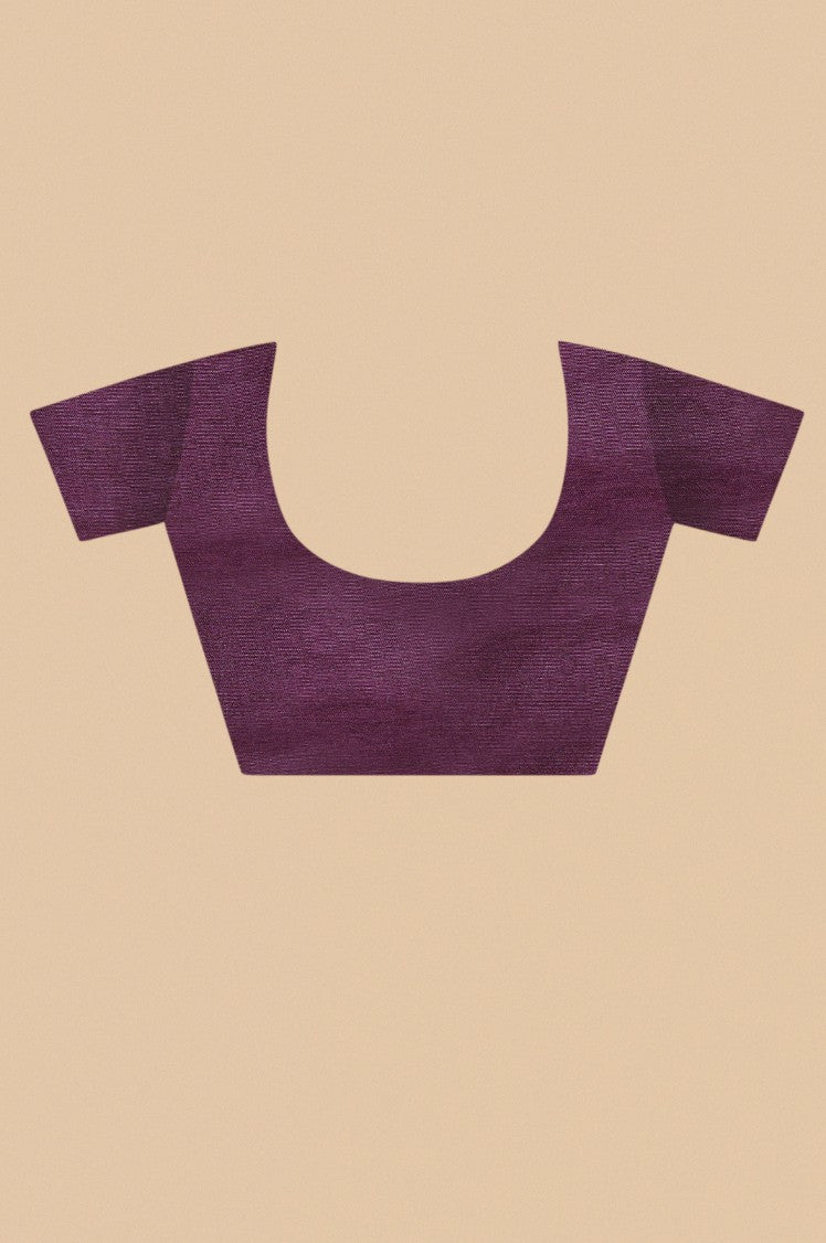 Adorable purple color floral motif woven saree