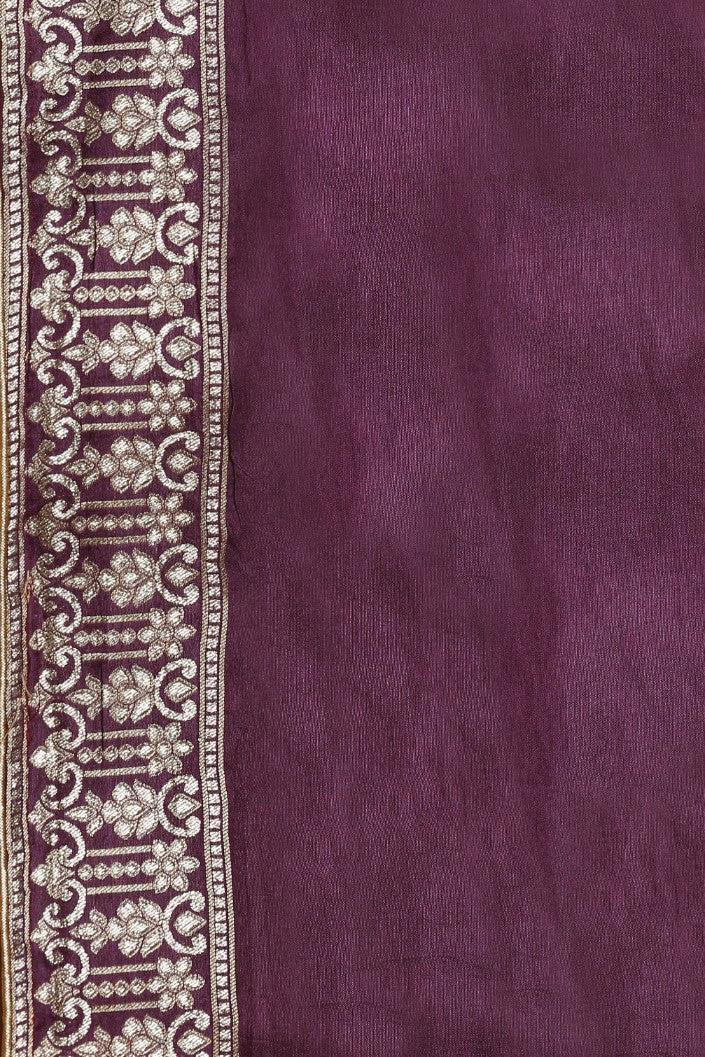 Adorable purple color floral motif woven saree