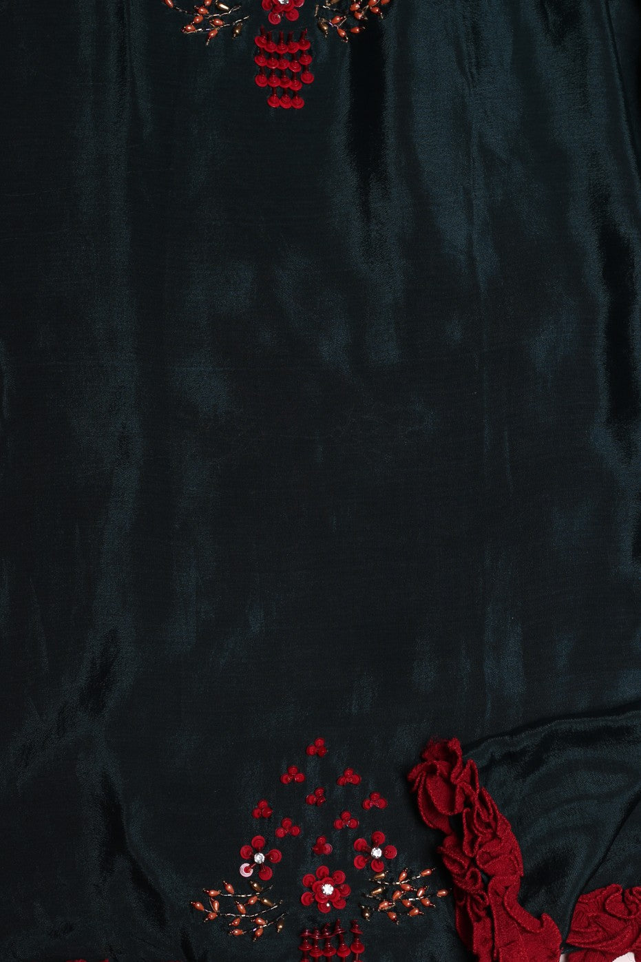 Beautiful green color floral motif embroidered saree