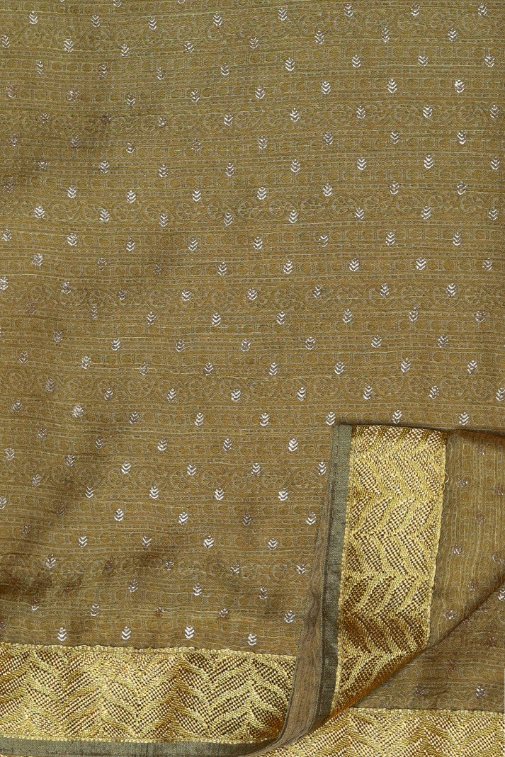 Classic green color self on self woven saree