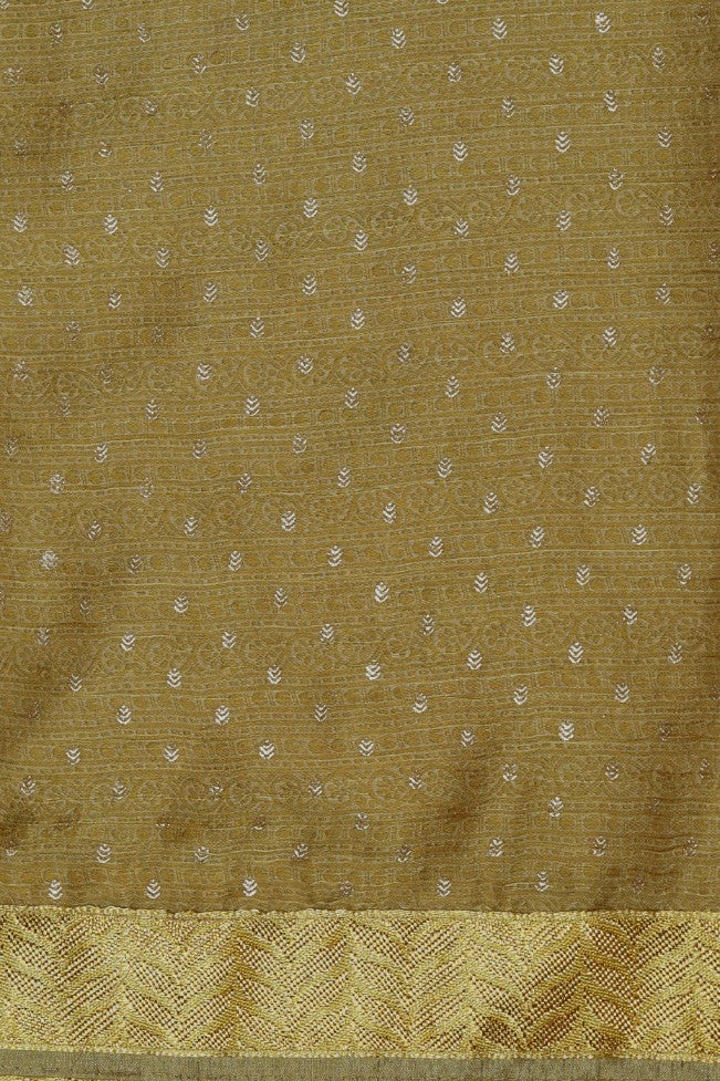 Classic green color self on self woven saree