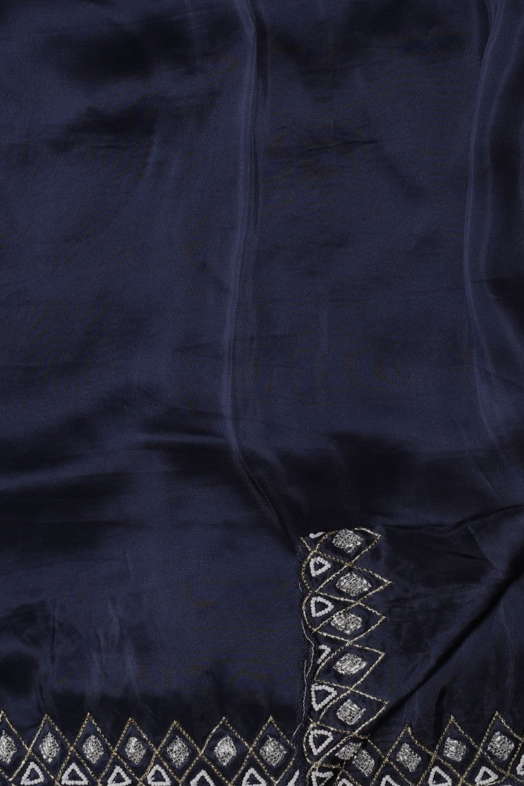 Classy royal blue shaded embroidered saree