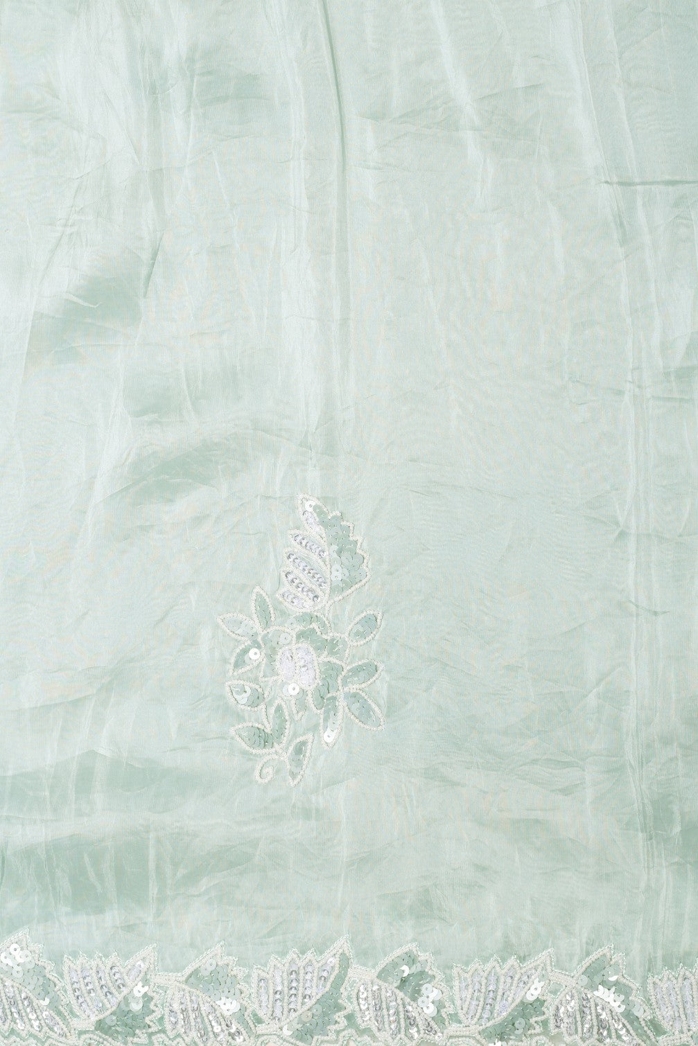 Adorable blue color floral motif embroidered saree