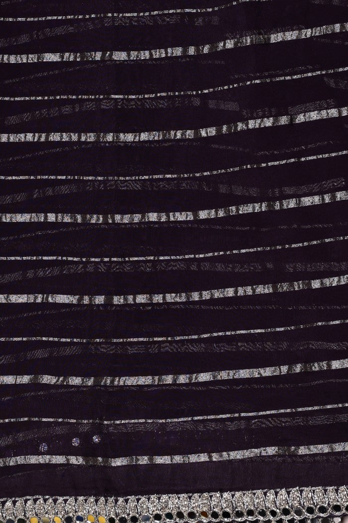 Elegant purple color floral motif embroidered saree