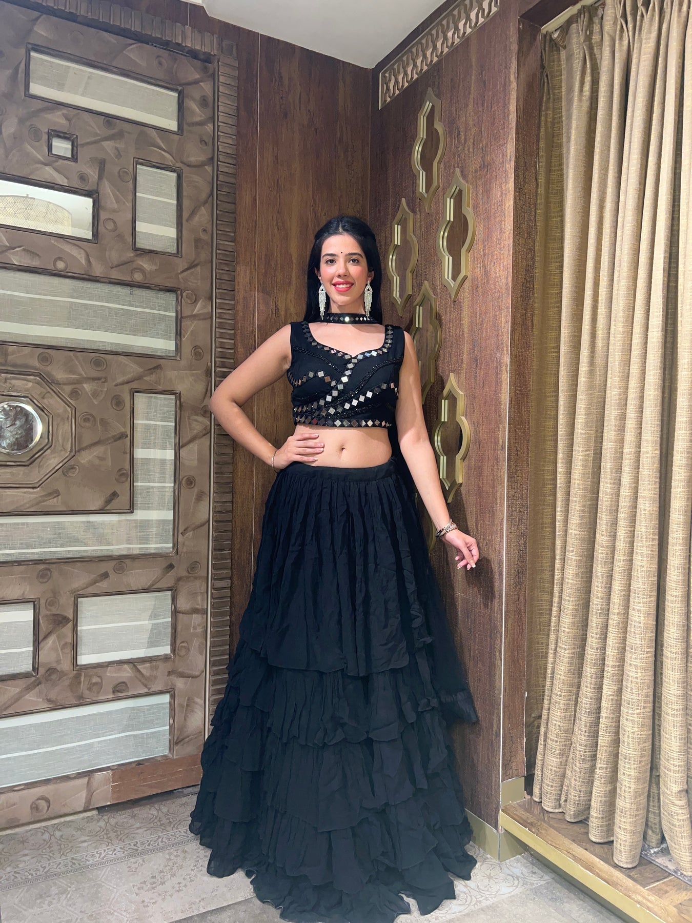 beautiful black color embroidered lehenga